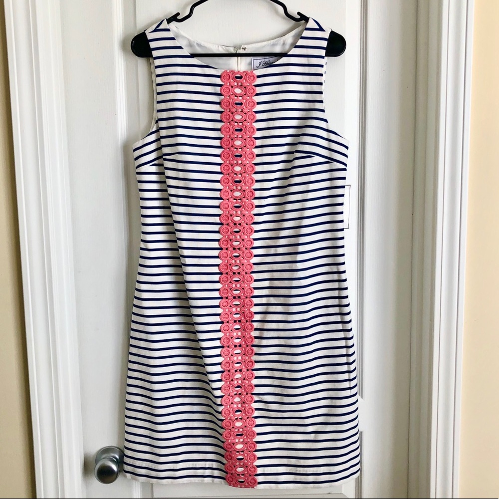 NWT J Howard White Navy Stripe Shift Dress - Sz 10